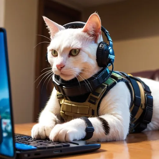 Prompt: Cat playing fortnite