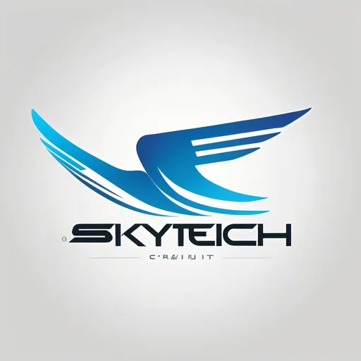 Prompt: logo with swept wing and electronic circuit for company SkyTech 