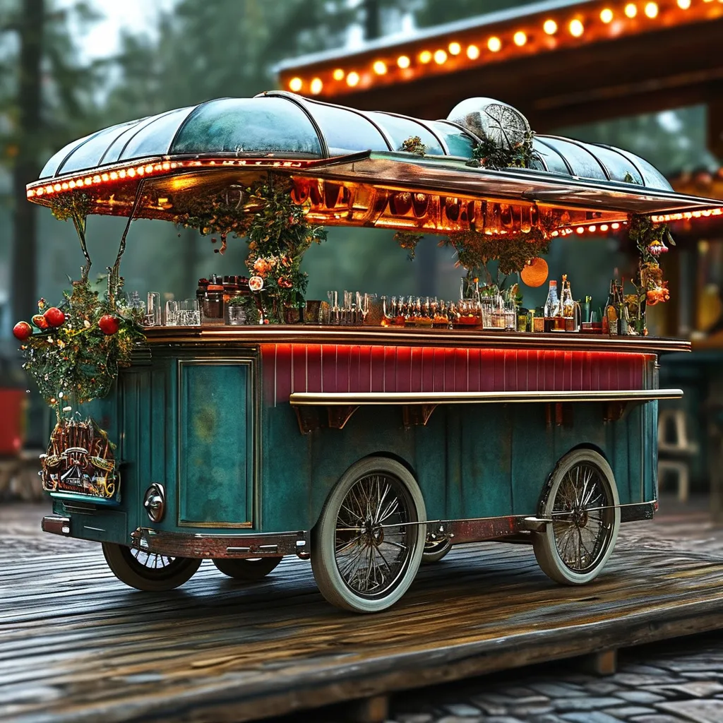 Prompt: foodtrailer barockkutsche 