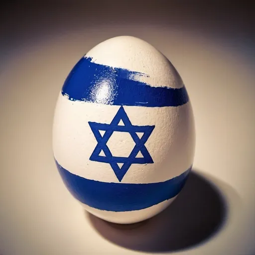 Prompt: create me an egg that painted with the israeli flag like the egg from the instgram page world_record_egg
