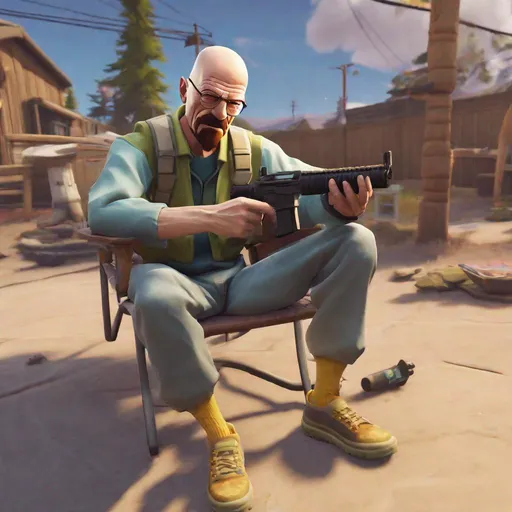 Prompt: walter white playing fortnite