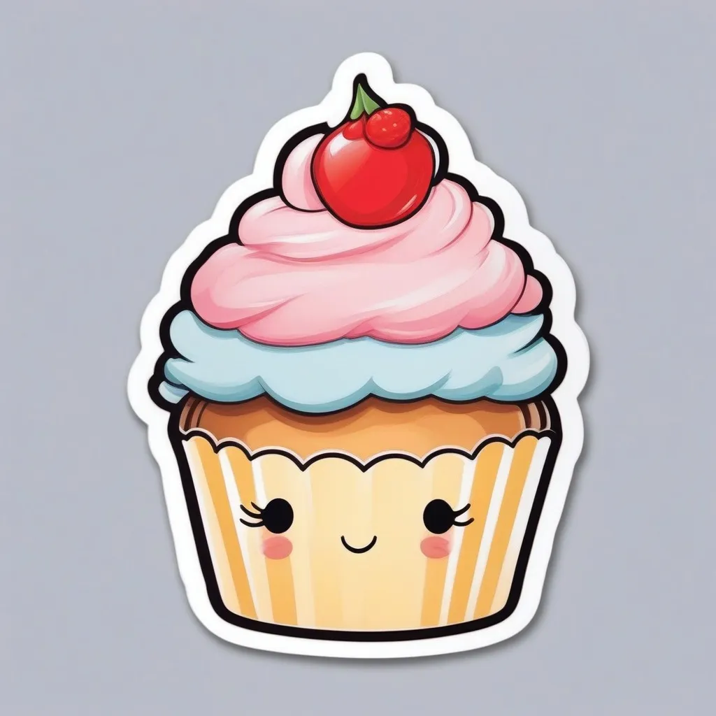 Cute Strawberry Cupcake Sticker by sugarhai, Redbubble