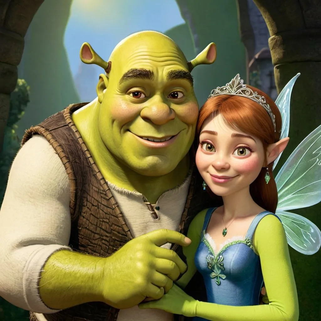 Prompt: fiona & shrek fairy