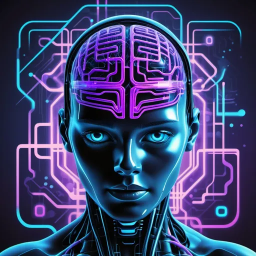 Prompt: "Design a futuristic Instagram cover centered on artificial intelligence (AI) that includes a prominent text box for a customizable title. The background should feature a glowing neural network or a digital brain with flowing data lines, symbolizing AI technology. Use a color palette with electric blues, neon purples, and metallic silver to create a high-tech atmosphere. Incorporate abstract circuit patterns subtly into the background. The text box should be sleek, semi-transparent, and located in the lower third of the image, with a bold, modern title such as 'AI Revolution' or 'Unlock the Future'. Make sure the typography is sharp and futuristic, with space for additional smaller text underneath. Overall, the design should feel innovative, professional, and visually captivating."