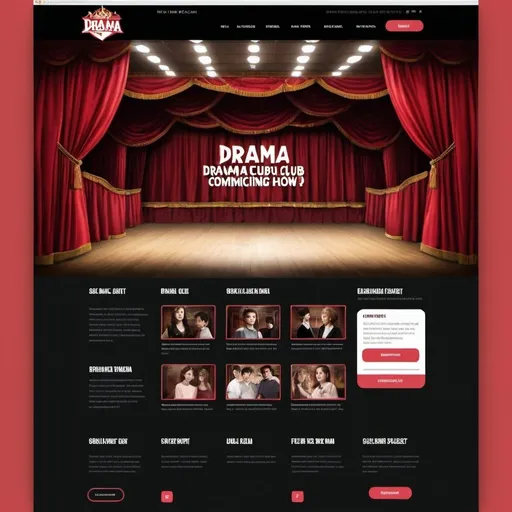 Prompt: i want a drama club website landing page and where an upcoming commercial show is being displayed