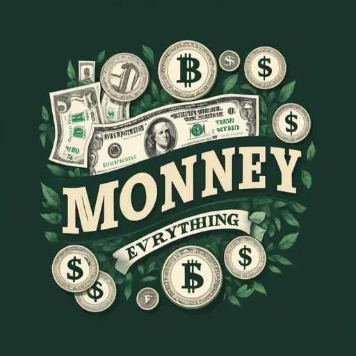 Prompt: Create a T-shirt design centered around the phrase: "Money Isn't Everything." Use creative typography techniques, mixing various fonts, sizes, and styles to emphasize different parts of the phrase. For "Money," use a bold, attention-grabbing font, perhaps with a metallic or green gradient to symbolize currency. For "Isn't Everything," opt for a more elegant and understated combination of serif and handwritten fonts to contrast with "Money." Incorporate decorative elements like subtle dollar signs, coins, and minimalist financial icons to enhance the theme. Add banners and swirls to frame the text and create a cohesive, visually appealing design. The overall composition should balance the strong message with artistic flair, using a color palette that combines the richness of gold or green with neutral tones to make the design pop.
