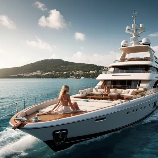 Prompt: Make a  picture based on millionaire lifestyle including yatch 