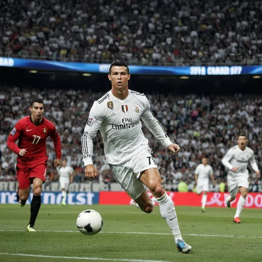 Prompt: Cristiano Ronaldo scoring a goal .