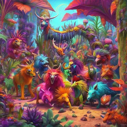 Prompt: Vibrant 3D rendering of a wild Palworld sext party, lively and colorful, high resolution, detailed characters, fantasy, surreal, vibrant colors, dynamic lighting, rich textures, fantasy, mythical creatures, playful atmosphere