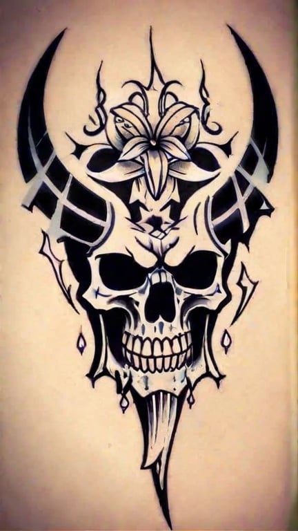 Prompt: Fang skull tattoo ideas 