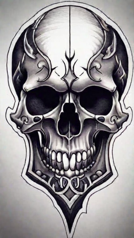 Prompt: Fang skull tattoo ideas 