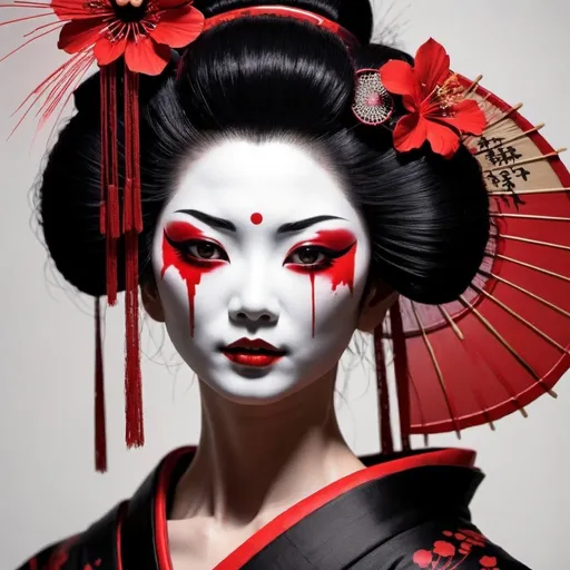 Prompt: Geisha
Blood
Horror
Black
Red

