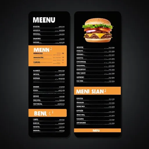 Prompt: simple design hamburger store menu in english 
