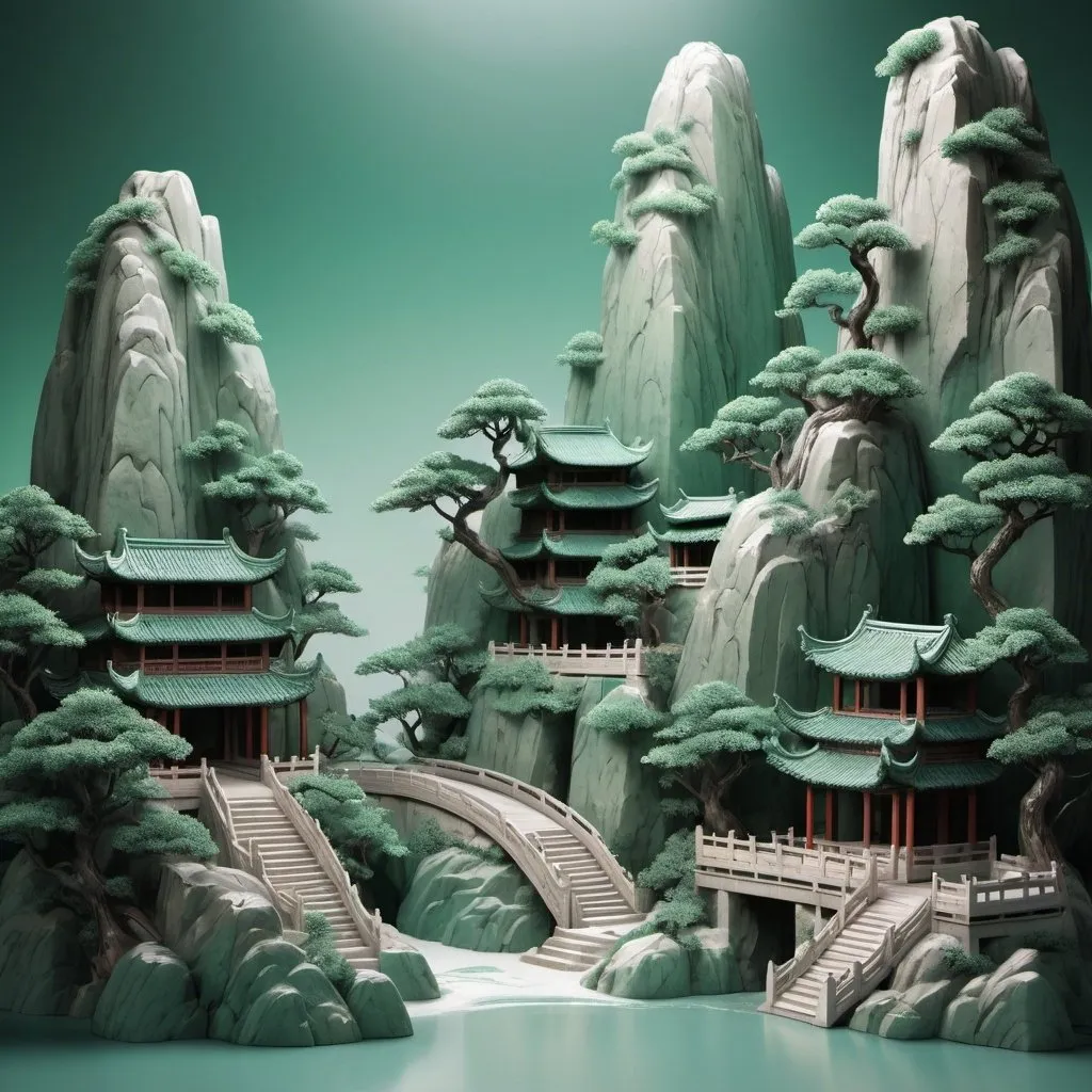 Prompt: sunscreen spray, art, carving, product photography, jade landscape around, chinese 3d landscape background, carving background, chinese song dynasty landscape painting, c4d, oc rendering, masterpiece, high quality, best quality,...
