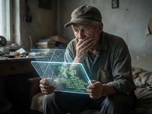 Prompt: If an AI has access to numerous datasets, databases, algorithms, websites, information caches, statistics, and the AI is capable of performing rapid calculations, analysis, problem solving, forecasting, strategic planning, and all at a super high rate of speed in comparison to humans, that AI should be able to pinpoint where many opportunities are. If an AI could do a quick run through of all those things I just mentioned, and performed some analysis of all the  information it had access to, the AI would be able to identify opportunities, dangers and risks. If the AI could present to a human, one image of an opportunity  that has a great chance of happening based on all that analysis and research, and  if it were to happen it would change that humans life for the better and make the human happy again, what would that one picture be that represents all the opportunity in the world , what image is there that is pure opportunity backed by intelligent research that could turn a depressed poor old man into an excited, happy, person ready to live again.