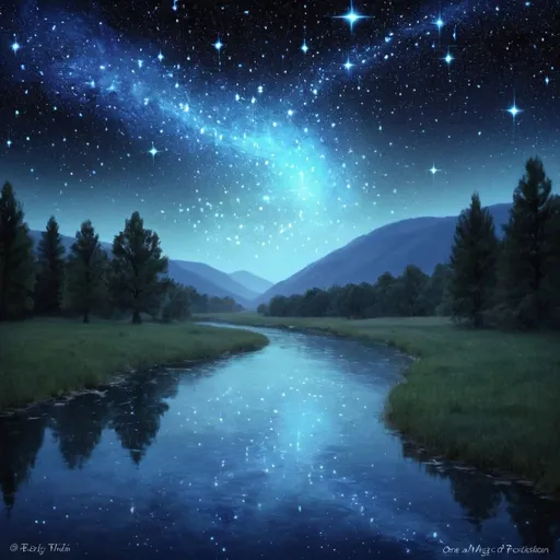 Prompt: As we flow down life's rivers
I see the stars glow - One by one
All angels of the magic constellation
Be singing us now