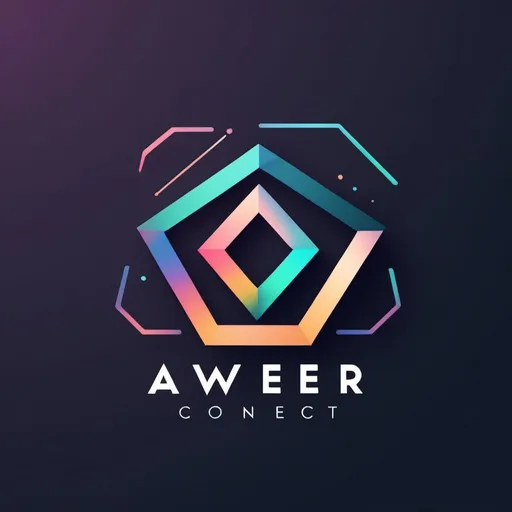 Prompt: Generate a logo representing abstract growth using a combination of geometric shapes and gradients. Incorporate the text 'Aweer Connect' within the design, using a complementary color scheme.