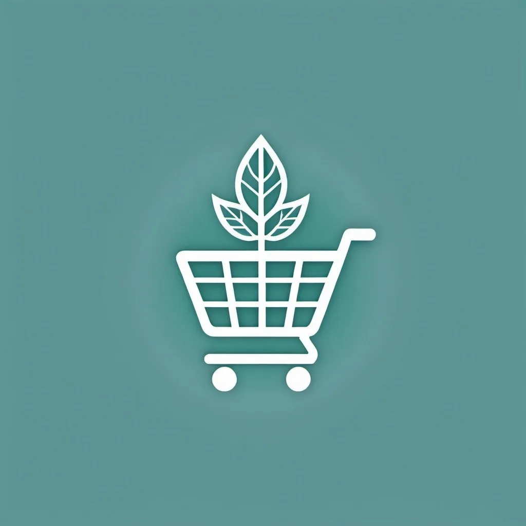 Prompt: Create a minimalist logo for 'Aweer Connect' featuring a stylized leaf symbol and a shopping cart icon, combined in a clean and modern design. Use a cool and calming color palette.