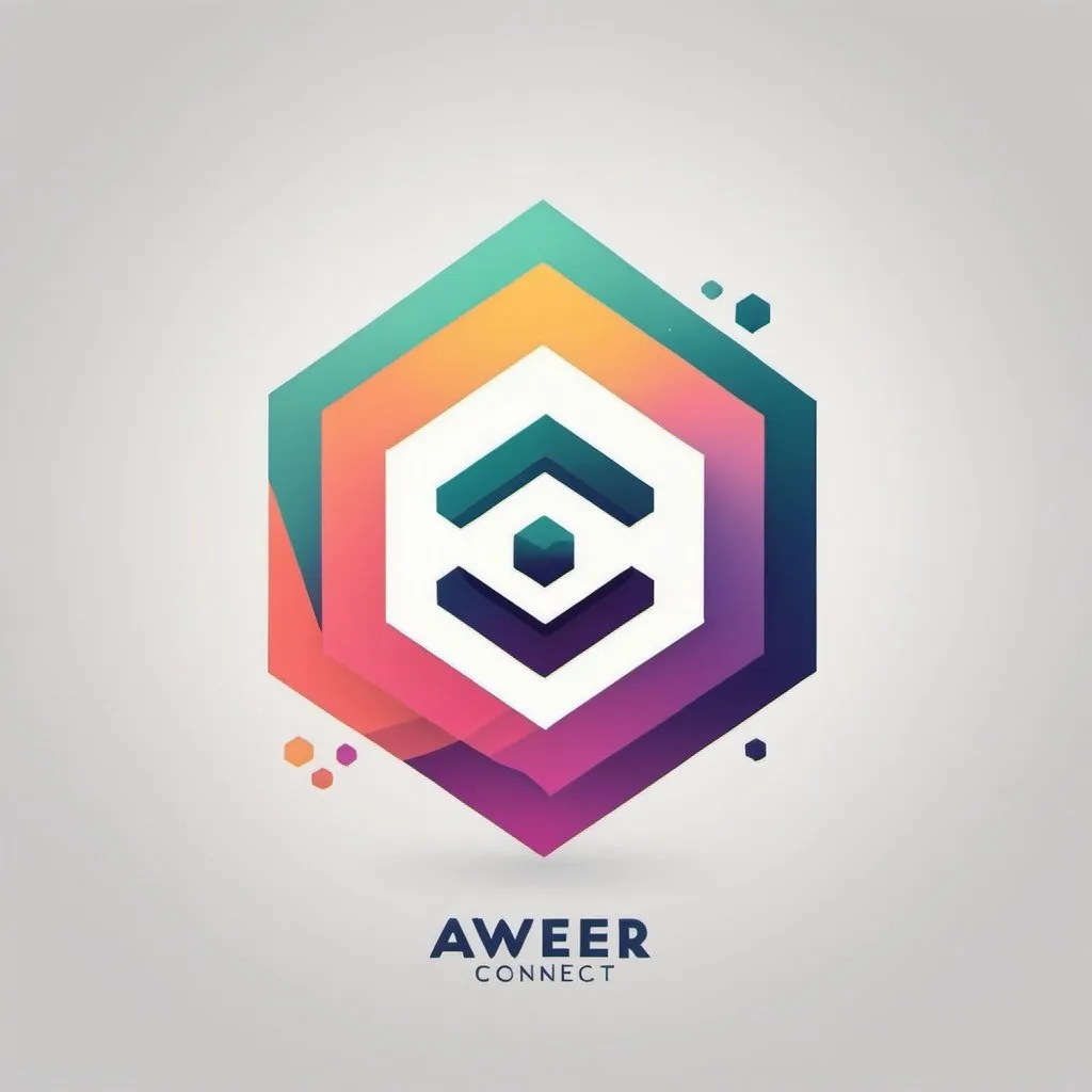 Prompt: Generate a logo representing abstract growth using a combination of geometric shapes and gradients. Incorporate the text 'Aweer Connect' within the design, using a complementary color scheme.