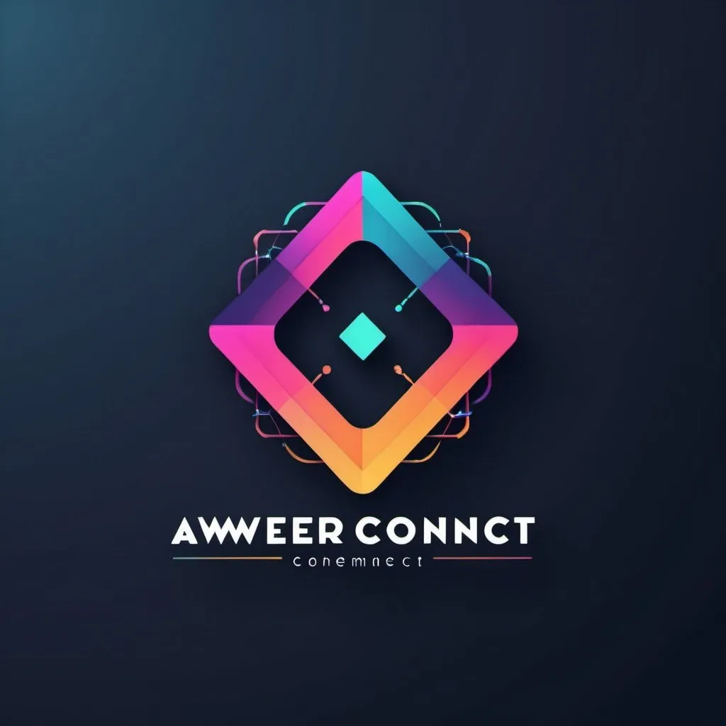 Prompt: Generate a logo representing abstract growth using a combination of geometric shapes and gradients. Incorporate the text 'Aweer Connect' within the design, using a complementary color scheme.