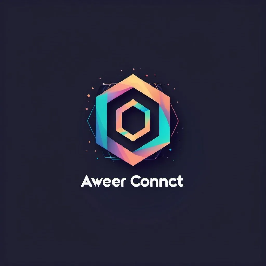 Prompt: Generate a logo representing abstract growth using a combination of geometric shapes and gradients. Incorporate the text 'Aweer Connect' within the design, using a complementary color scheme.