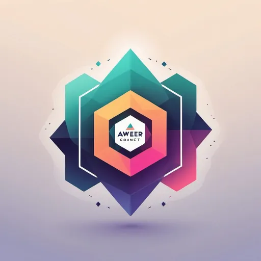 Prompt: Generate a logo representing abstract growth using a combination of geometric shapes and gradients. Incorporate the text 'Aweer Connect' within the design, using a complementary color scheme.