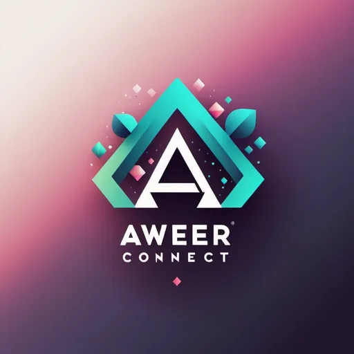 Prompt: Generate a logo representing abstract growth using a combination of geometric shapes and gradients. Incorporate the text 'Aweer Connect' within the design, using a complementary color scheme.