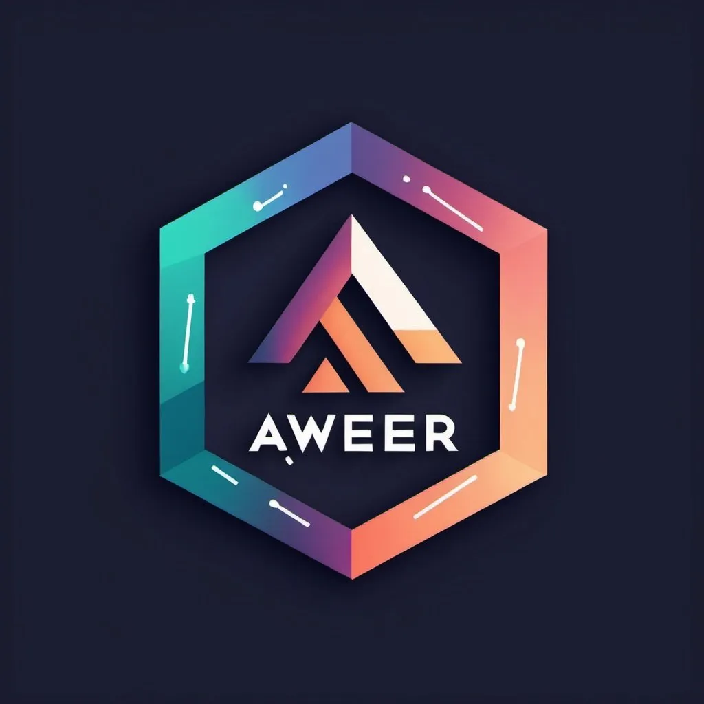 Prompt: Generate a logo representing abstract growth using a combination of geometric shapes and gradients. Incorporate the text 'Aweer Connect' within the design, using a complementary color scheme.