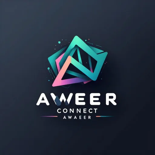 Prompt: Generate a logo representing abstract growth using a combination of geometric shapes and gradients. Incorporate the text 'Aweer Connect' within the design, using a complementary color scheme.