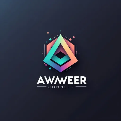 Prompt: Generate a logo representing abstract growth using a combination of geometric shapes and gradients. Incorporate the text 'Aweer Connect' within the design, using a complementary color scheme.