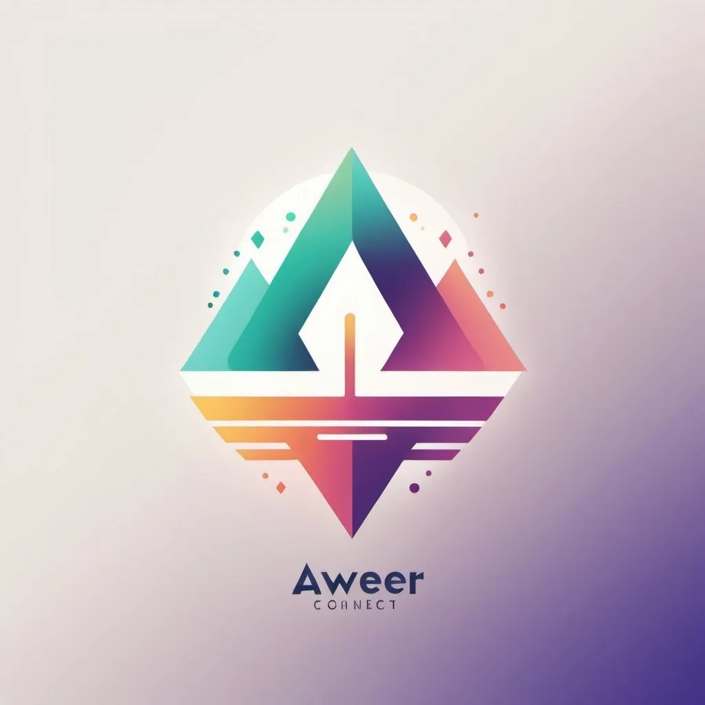 Prompt: Generate a logo representing abstract growth using a combination of geometric shapes and gradients. Incorporate the text 'Aweer Connect' within the design, using a complementary color scheme.