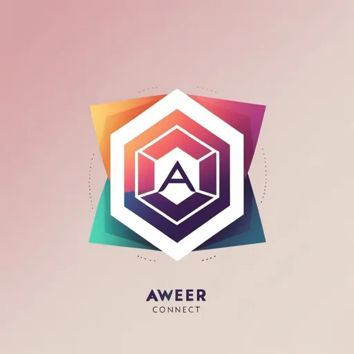 Prompt: Generate a logo representing abstract growth using a combination of geometric shapes and gradients. Incorporate the text 'Aweer Connect' within the design, using a complementary color scheme.