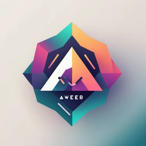 Prompt: Generate a logo representing abstract growth using a combination of geometric shapes and gradients. Incorporate the text 'Aweer Connect' within the design, using a complementary color scheme.