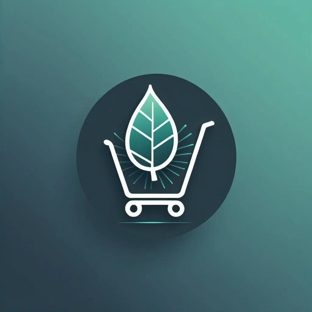 Prompt: Create a minimalist logo for 'Aweer Connect' featuring a stylized leaf symbol and a shopping cart icon, combined in a clean and modern design. Use a cool and calming color palette.