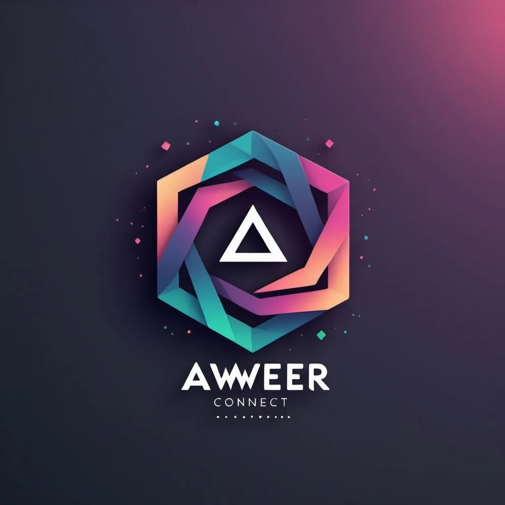 Prompt: Generate a logo representing abstract growth using a combination of geometric shapes and gradients. Incorporate the text 'Aweer Connect' within the design, using a complementary color scheme.