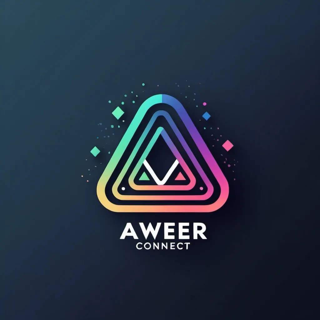 Prompt: Generate a logo representing abstract growth using a combination of geometric shapes and gradients. Incorporate the text 'Aweer Connect' within the design, using a complementary color scheme.