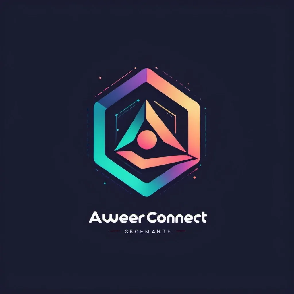 Prompt: Generate a logo representing abstract growth using a combination of geometric shapes and gradients. Incorporate the text 'Aweer Connect' within the design, using a complementary color scheme.