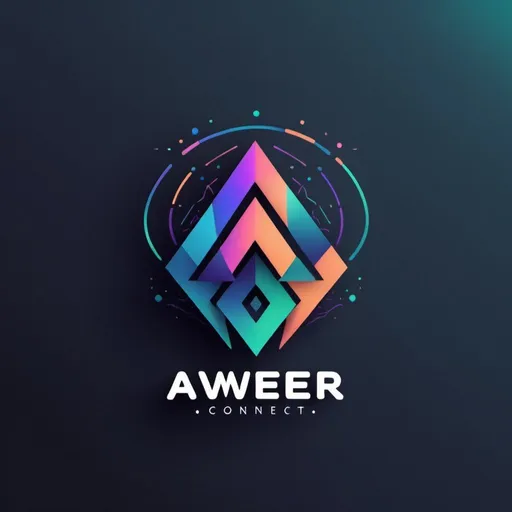 Prompt: Generate a logo representing abstract growth using a combination of geometric shapes and gradients. Incorporate the text 'Aweer Connect' within the design, using a complementary color scheme.