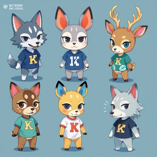 Prompt: animal crossing, shirts, furry, small body, flat chest, deer, wolf