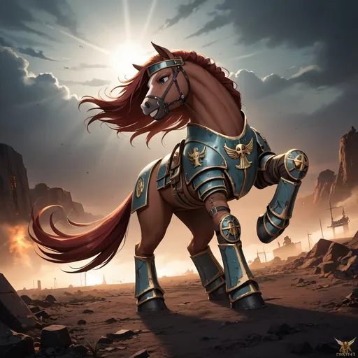 Prompt: warhammer 40k, feral female horse