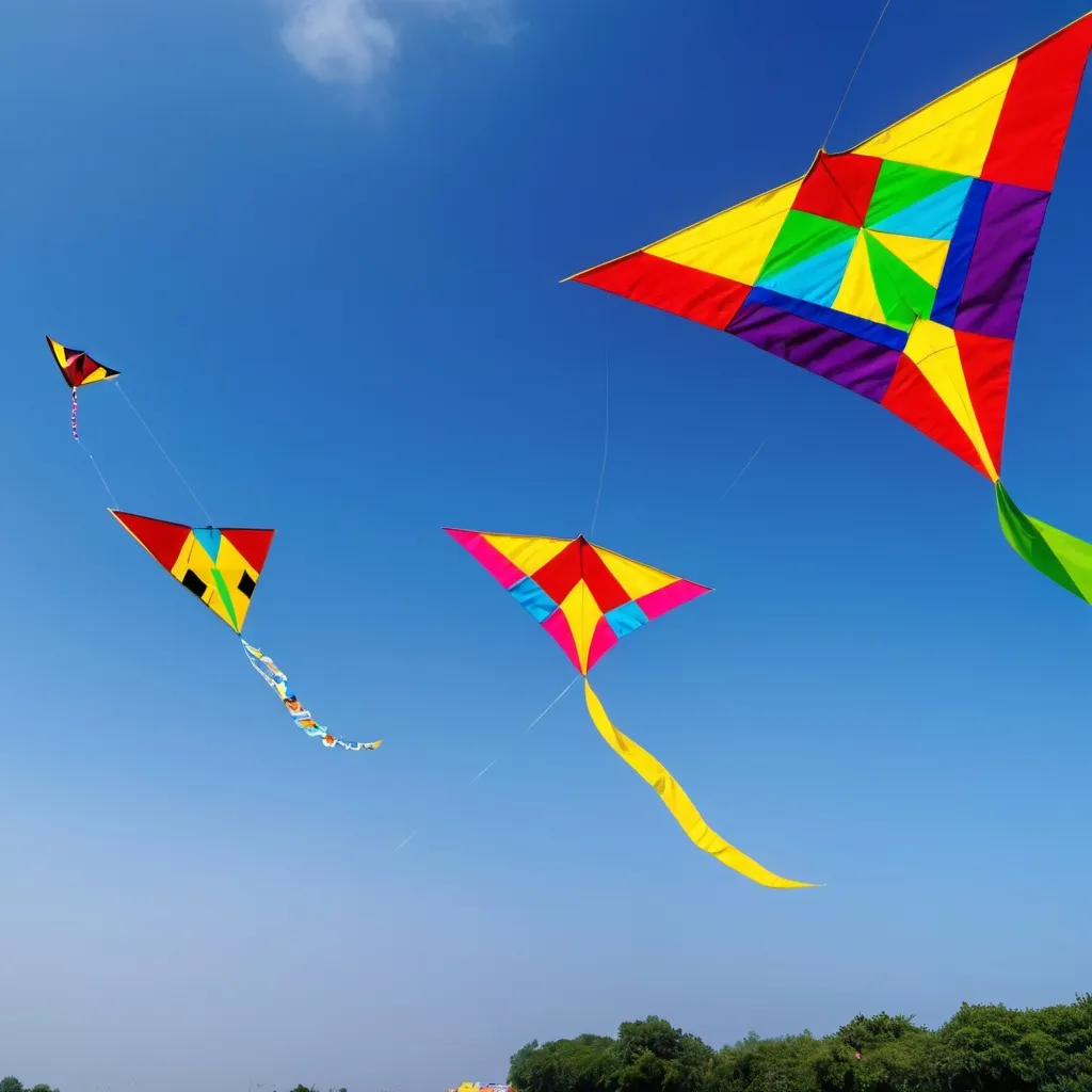 Prompt: kites are flying