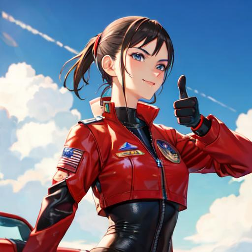 Prompt: A fighter pilot giving a thumbs up