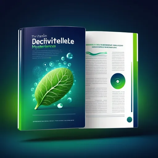 Prompt: Create a beautiful futuristic ebook design concept for "The Reversible Mystery of Vitamin Deficiencies and Cognitive Health"

Background**: Use a sleek, gradient background that transitions from deep blue at the top to a vibrant green at the bottom, symbolizing health and vitality.
- **Title Font**: Choose a modern, sans-serif font for the title that is bold and easy to read. Use a slightly metallic finish or a glow effect to give it a futuristic feel.
- **Imagery**: Incorporate abstract geometric shapes or lines that represent neural pathways or brain connections, subtly integrated into the background.
- 