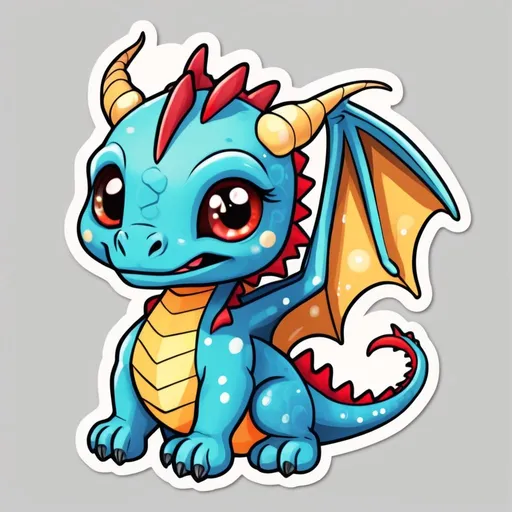 Prompt: cute chibi style baby dragon sticker