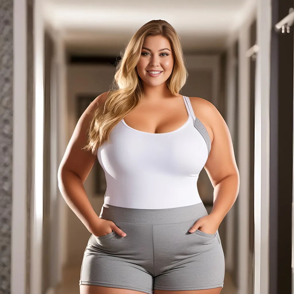 Foto de Beautiful plus size young overwight woman wearing white