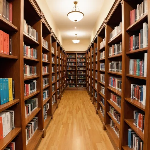 Prompt: Library book shelves 