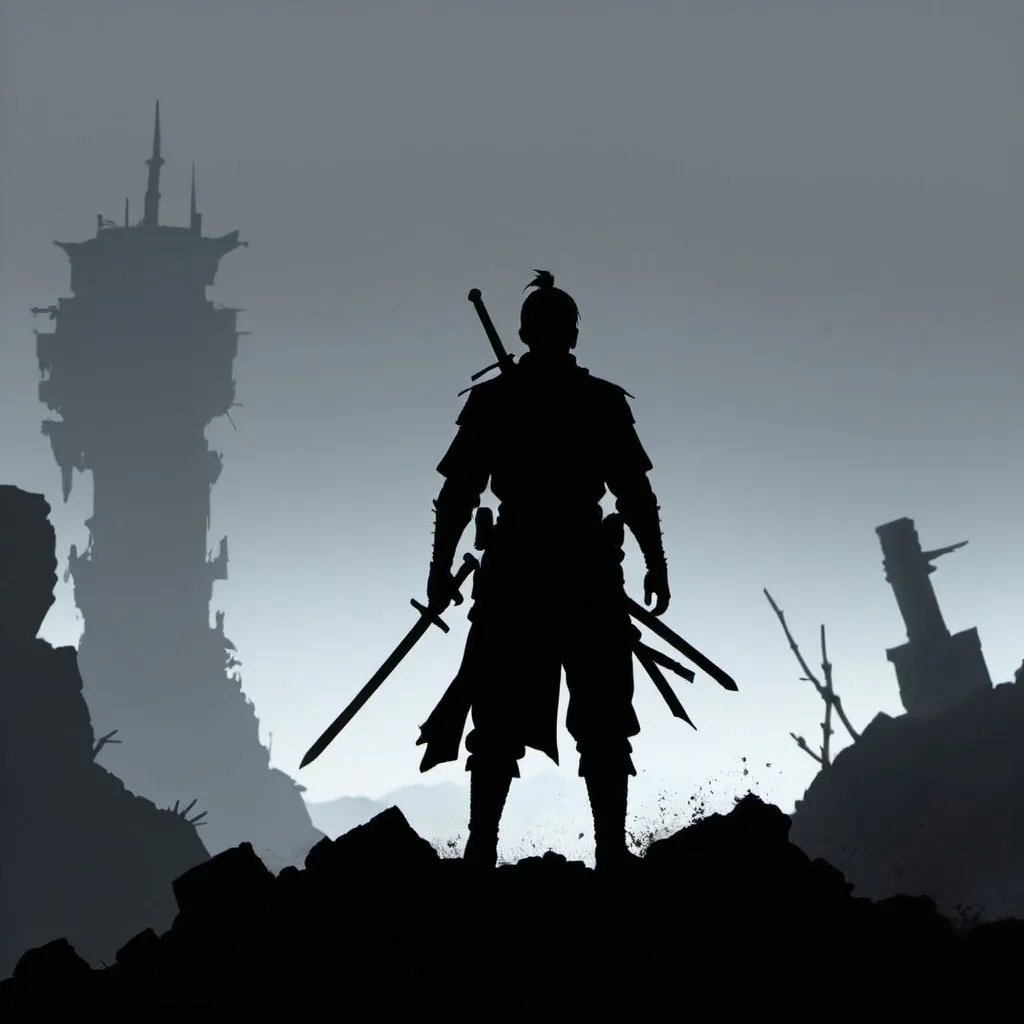 Prompt: A Swordsman Silhouette Looking Back
In A Warzone