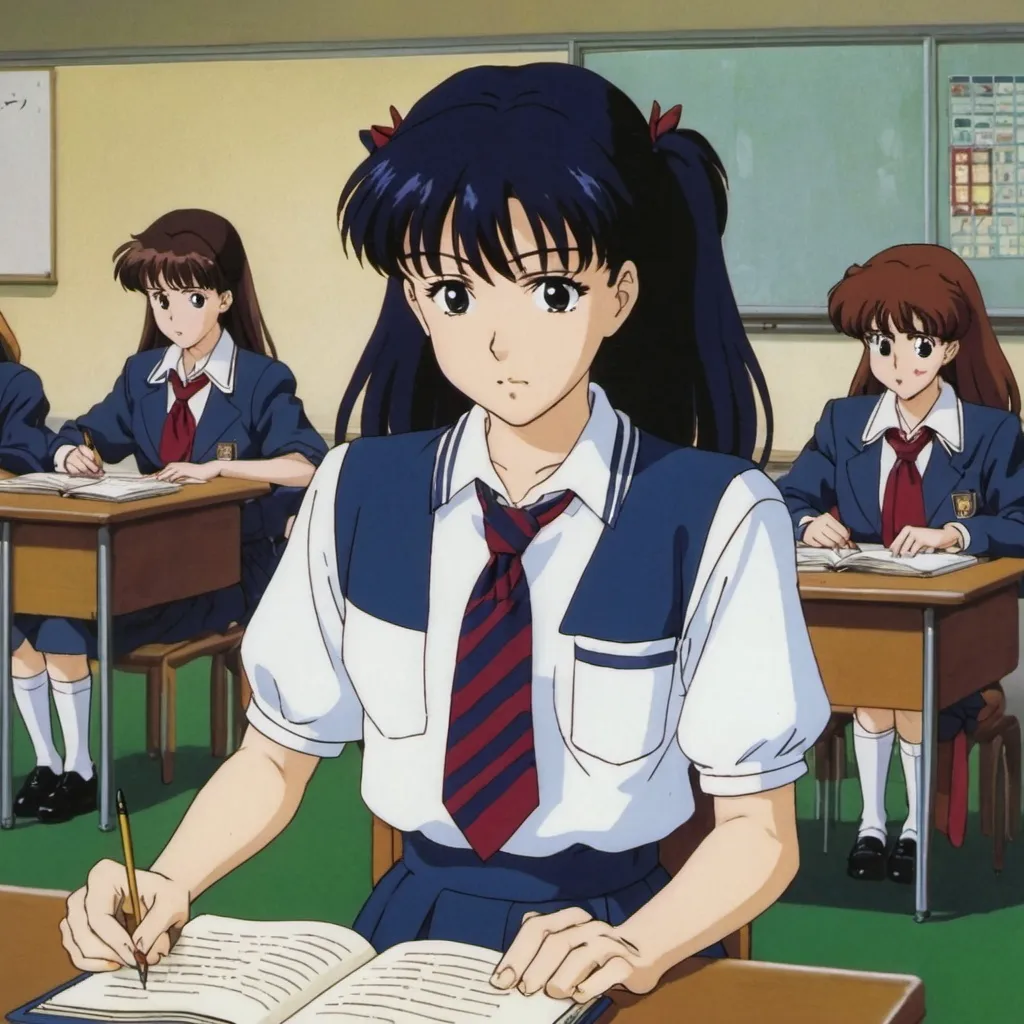 Prompt: 1990s anime screencap, a school girl, anime scene 