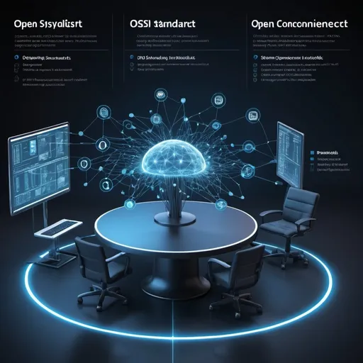 Prompt: create the image of the Open System Interconnect (OSI) Standards as table defending itself from various cybersecurity attacks