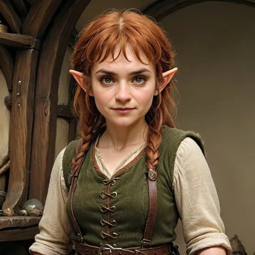 Prompt: barb female hobbit